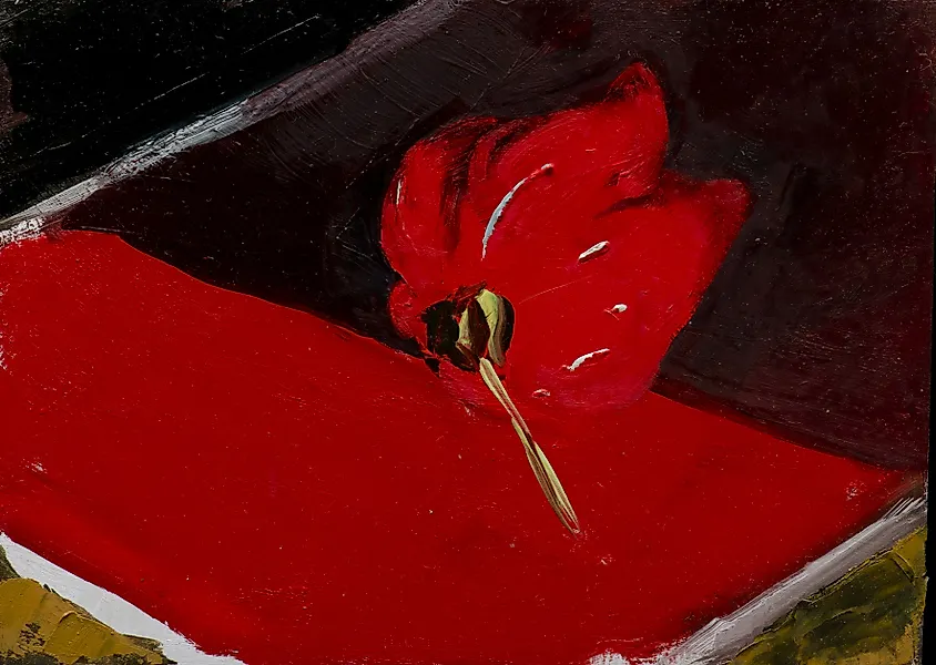 Alex Amann, Deux Rouges, 2023, Öl auf Holz, 16 x 22 cm